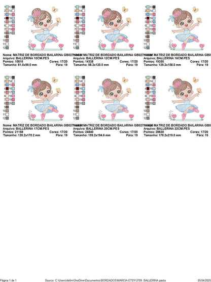 Ballerina embroidery designs - Ballet dancer with flowers machine embroidery pattern - Baby girl file - Instant digital download pes jef dst