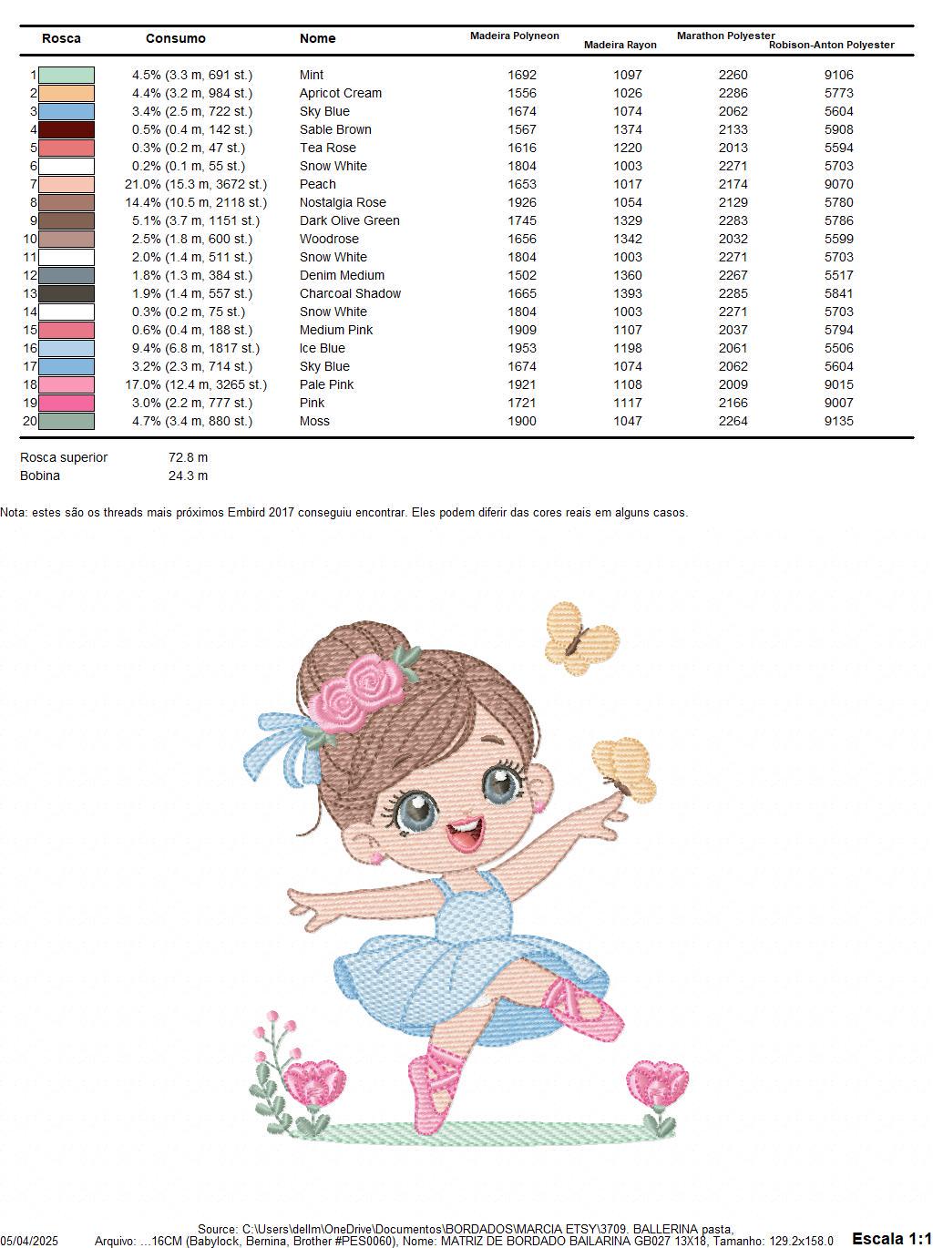 Ballerina embroidery designs - Ballet dancer with flowers machine embroidery pattern - Baby girl file - Instant digital download pes jef dst