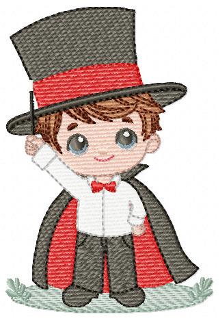 Magician embroidery designs - Circus presenter with top hat and coat machine embroidery pattern - Baby Boy file - Instant digital download