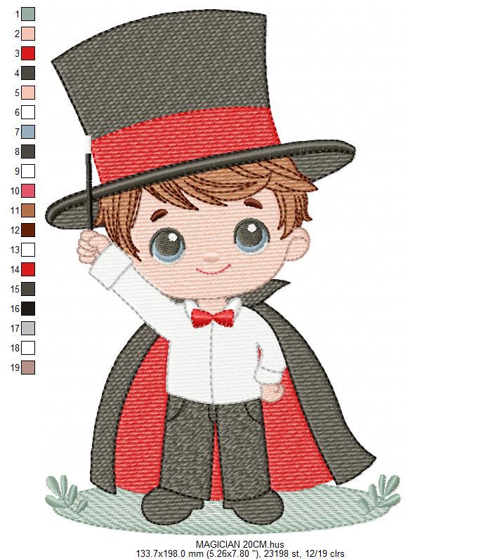 Magician embroidery designs - Circus presenter with top hat and coat machine embroidery pattern - Baby Boy file - Instant digital download