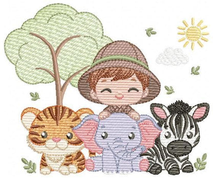 Safari Wild Animals embroidery designs - Elephant Zebra Tiger machine embroidery pattern - Baby Boy file - Instant download pes jef dst hus
