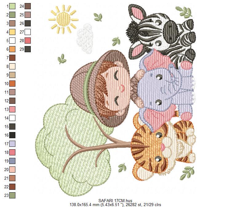 Safari Wild Animals embroidery designs - Elephant Zebra Tiger machine embroidery pattern - Baby Boy file - Instant download pes jef dst hus