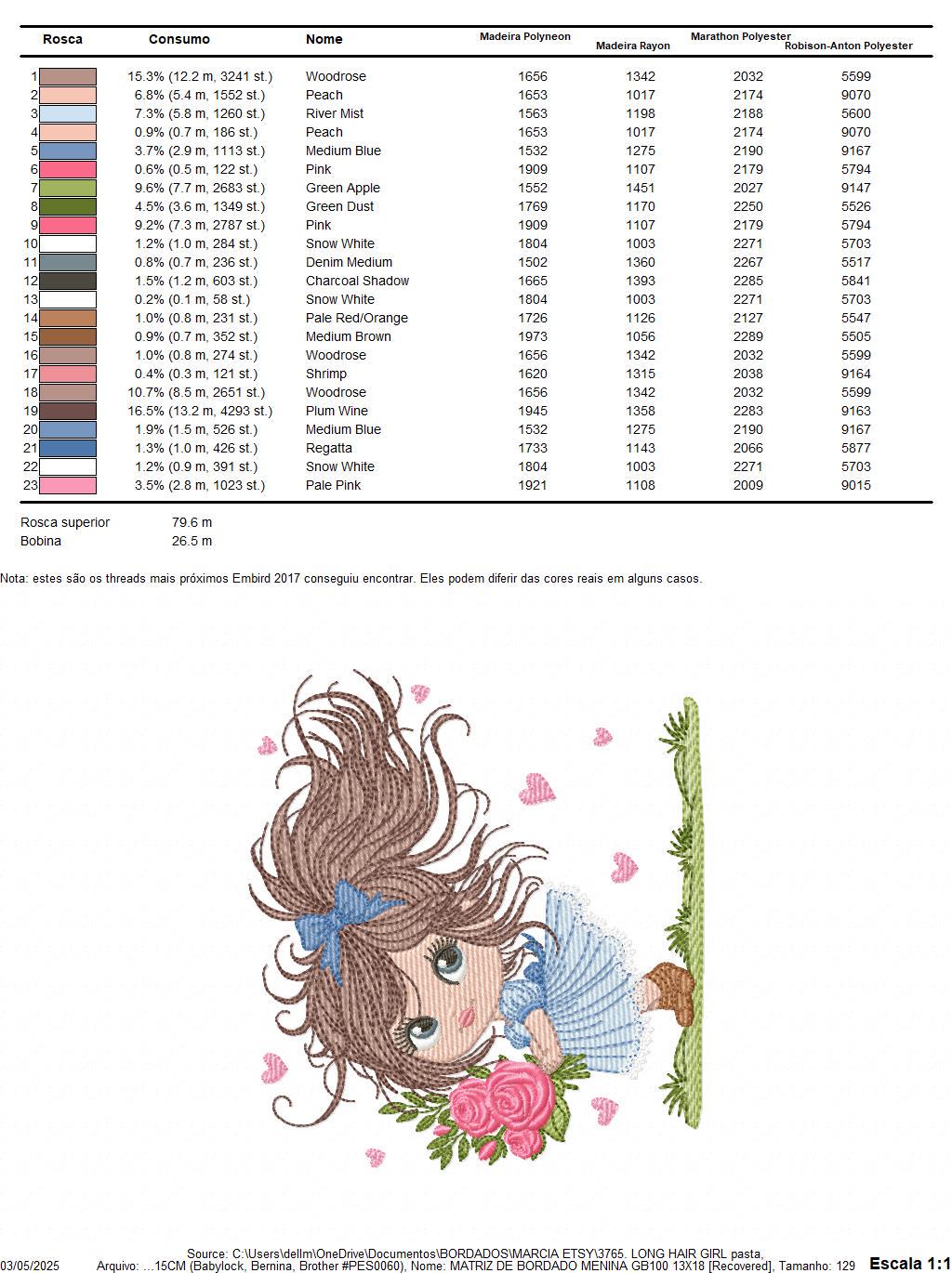 Girl with roses embroidery designs - Baby girl with long hair machine embroidery pattern - Toddler file - Instant digital download pes jef