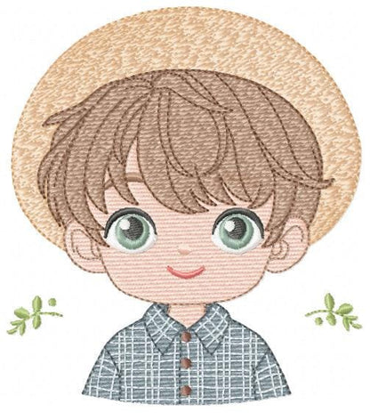 Baby Boy Farmer embroidery design - Cowboy machine embroidery pattern - Wrangler Ranch Horse Farm file - Instant download pes jef dst hus