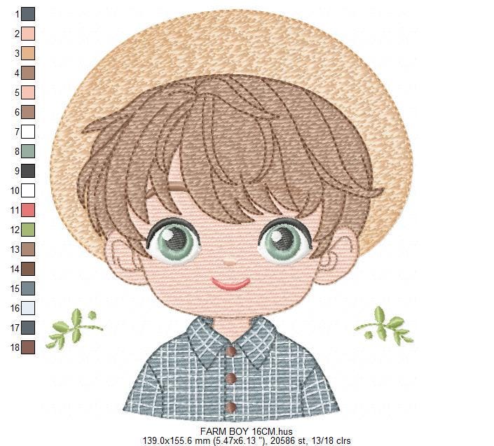 Baby Boy Farmer embroidery design - Cowboy machine embroidery pattern - Wrangler Ranch Horse Farm file - Instant download pes jef dst hus