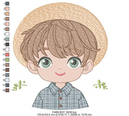 Baby Boy Farmer embroidery design - Cowboy machine embroidery pattern - Wrangler Ranch Horse Farm file - Instant download pes jef dst hus