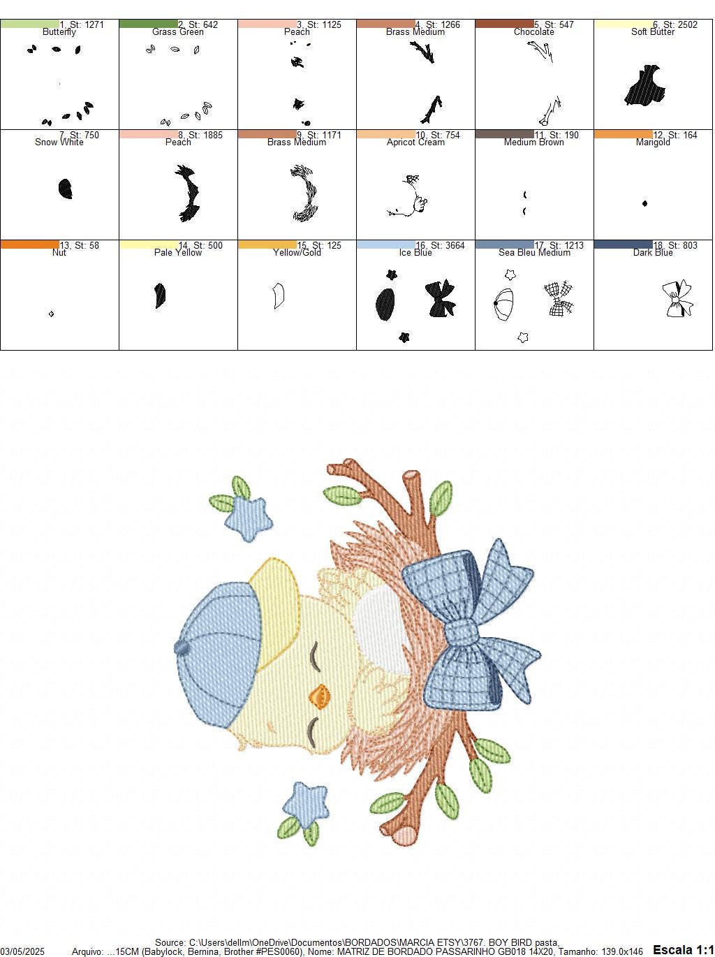 Bird embroidery designs - Baby boy bird with cap machine embroidery pattern - Spring Garden Nature - Instant download jef pes dst hus vp3