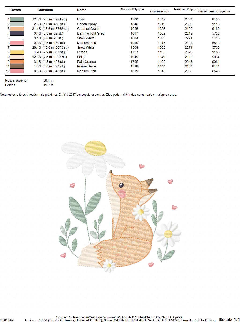 Fox with flowers embroidery designs - Woodland animal machine embroidery pattern - Baby girl and boy file - Instant download pes jef dst hus