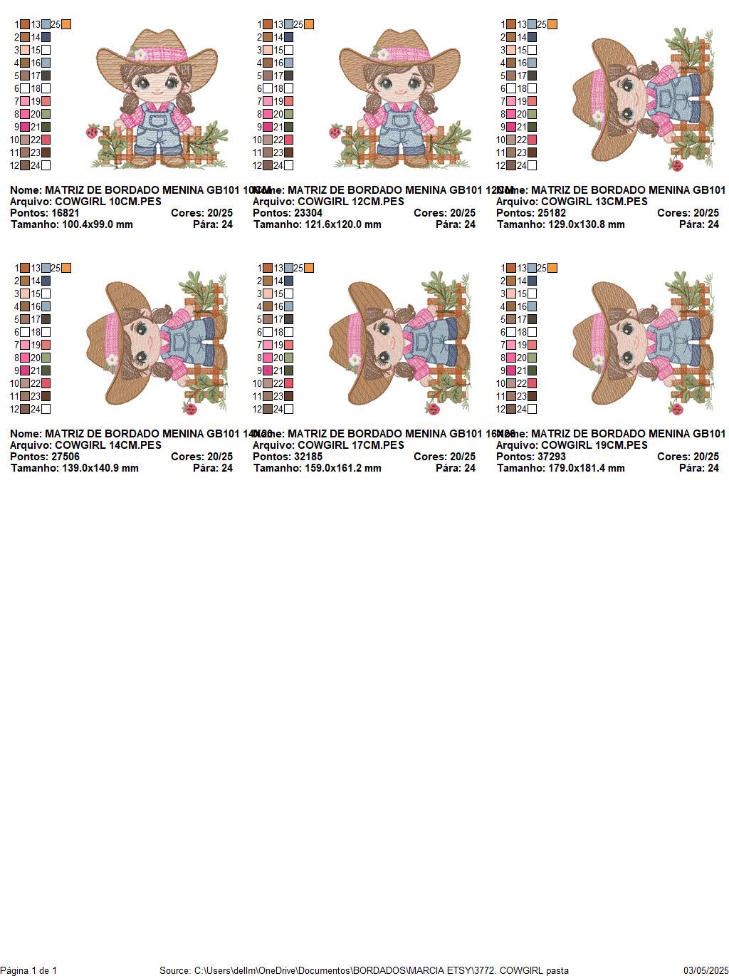 Cowgirl embroidery designs - Cowboy with hat machine embroidery pattern - Baby Girl Farmer file - Instant digital download pes jef dst hus