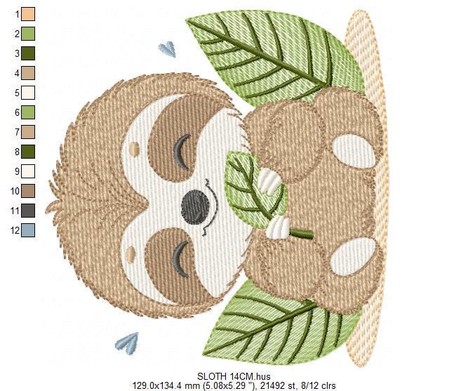 Sloth embroidery designs - Safari Wild animal machine embroidery pattern - Baby boy file - Instant digital download pes jef hus dst vp3