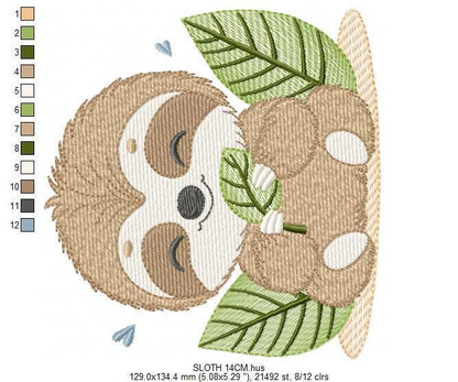 Sloth embroidery designs - Safari Wild animal machine embroidery pattern - Baby boy file - Instant digital download pes jef hus dst vp3