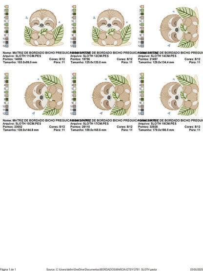 Sloth embroidery designs - Safari Wild animal machine embroidery pattern - Baby boy file - Instant digital download pes jef hus dst vp3