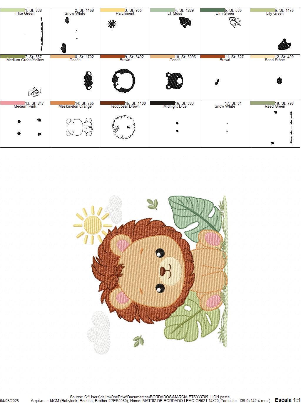 Lion embroidery designs - Safari wild animal machine embroidery pattern - Baby boy file - Lion King with tropical plants - Instant download