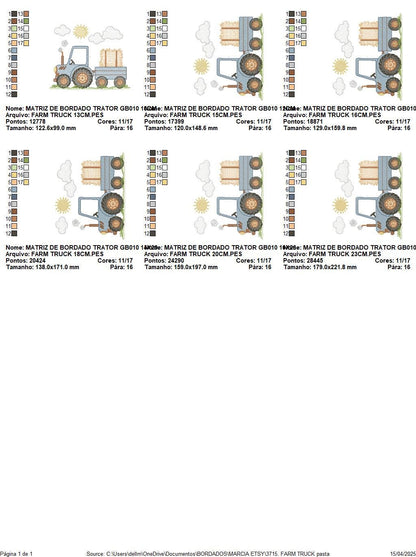 Farm Tractor embroidery designs - Ranch Pickup Truck with hay machine embroidery pattern - Baby boy file - Instant digital download pes jef
