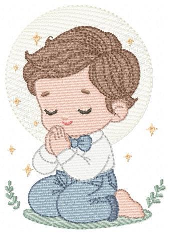 Praying boy embroidery designs - First Communion machine embroidery pattern - Christian Religious children file - Instant download pes jef