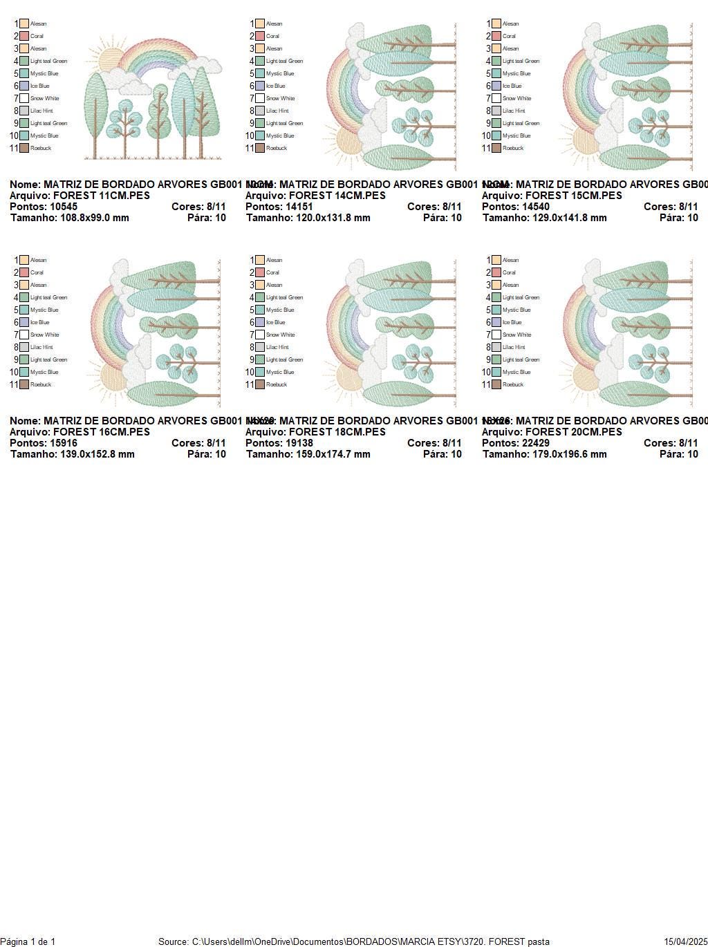 Tree Forest embroidery designs - Sun with rainbow machine embroidery pattern - Spring Summer Landscape file - Instant digital download pes