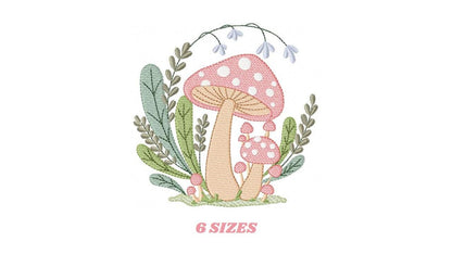 Mushroom with flowers embroidery designs - Forest Toad machine embroidery pattern - Kitchen Towel file - Instant download pes jef hus dst