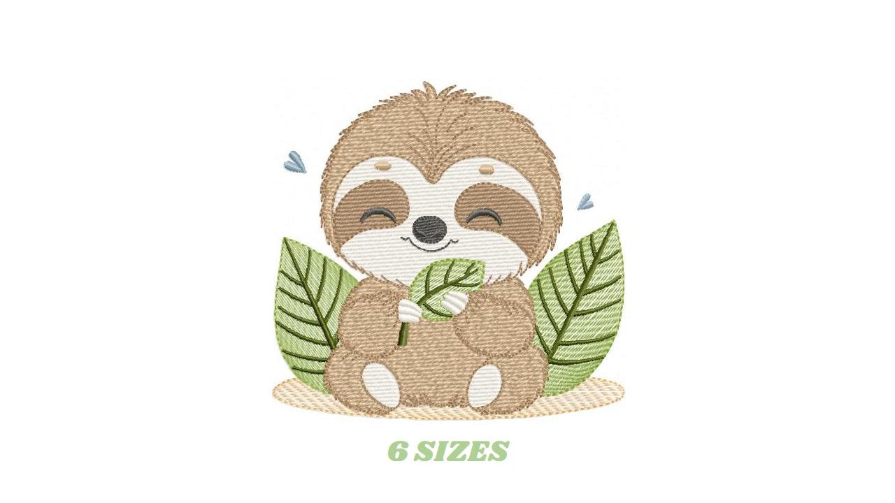 Sloth embroidery designs - Safari Wild animal machine embroidery pattern - Baby boy file - Instant digital download pes jef hus dst vp3