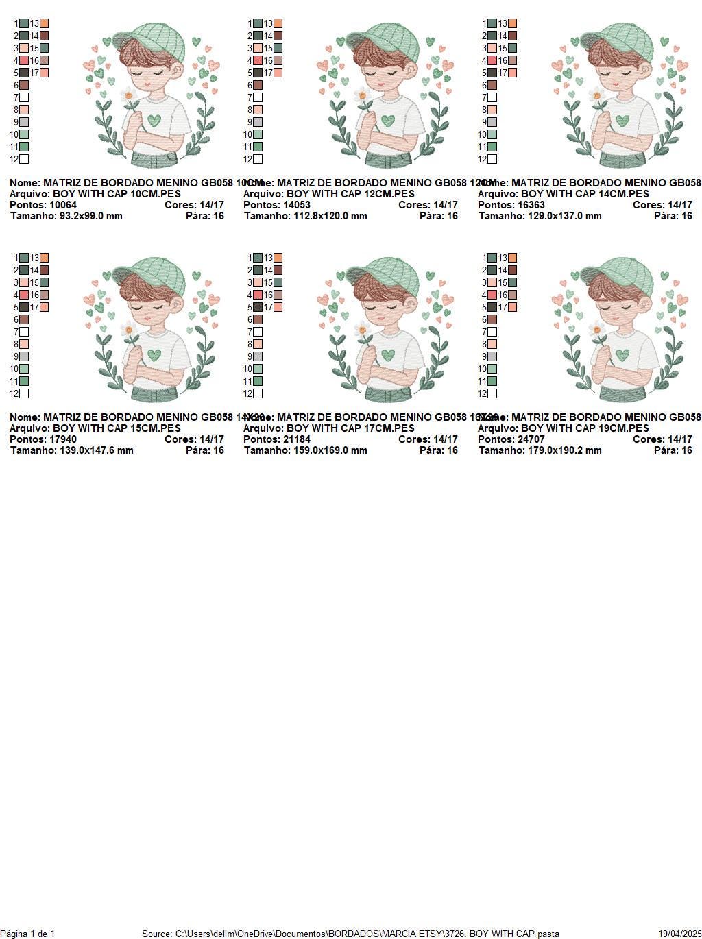 Boy embroidery design - Child with cap and hearts machine embroidery pattern - Children toddler with laurel frame - Instant download pes jef