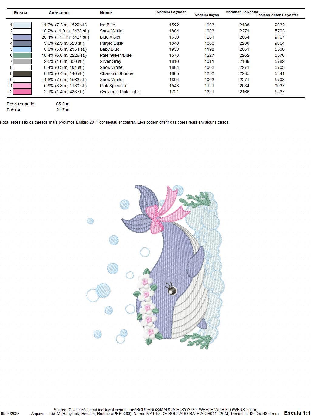 Whale embroidery designs - Whale with flowers marine life machine embroidery pattern - Baby Girl Ocean animal file - Instant download pes