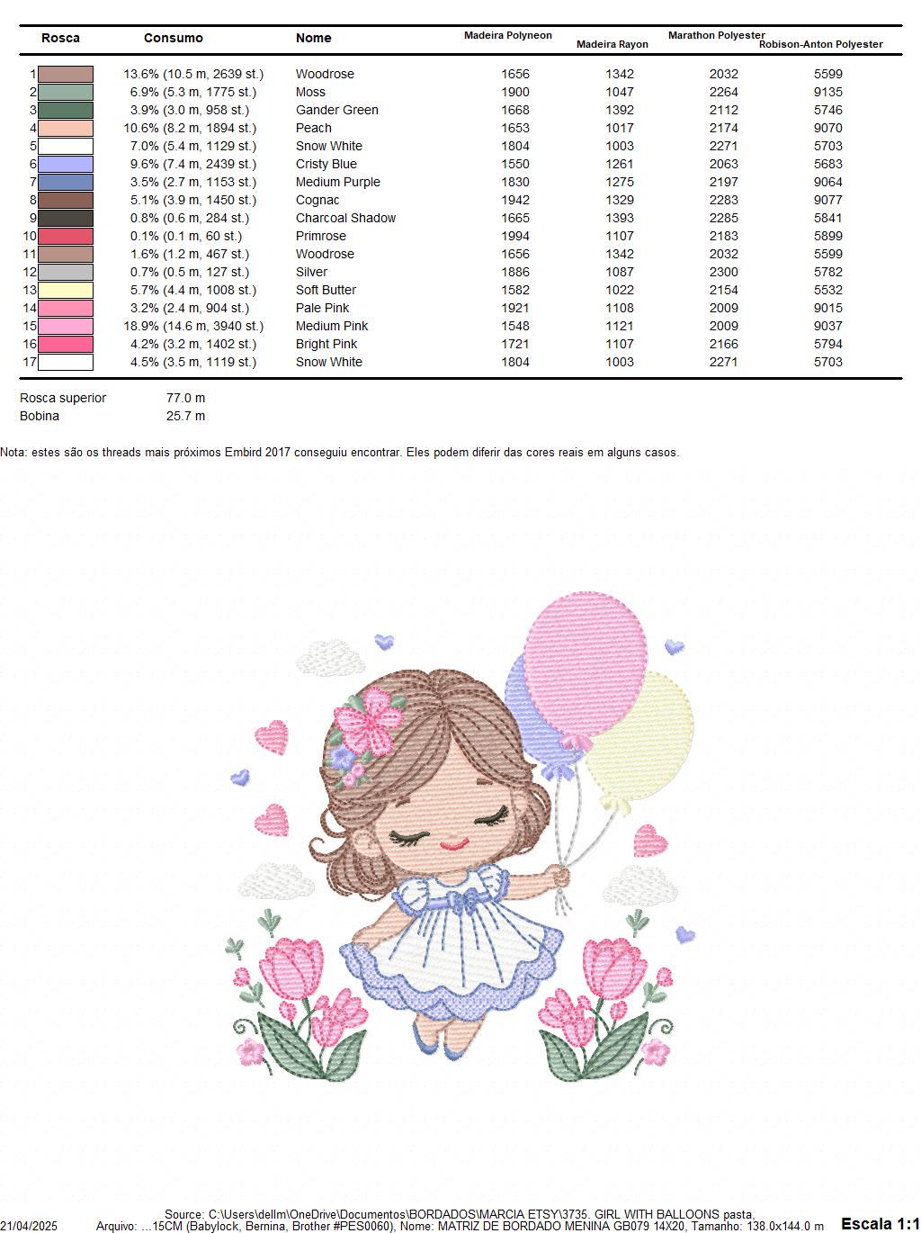 Baby girl with balloons embroidery designs - Birthday Party Girl machine embroidery pattern - Girl with flowers file - Instant download pes