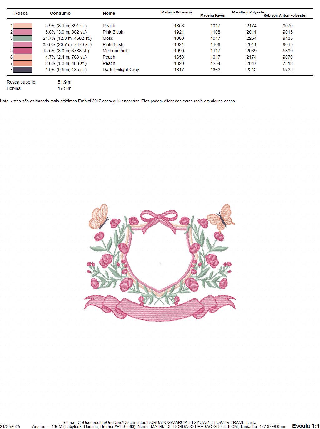 Flower Frame embroidery designs - Delicate Butterfly Monogram shape machine embroidery pattern -Floral Wreath - Instant download pes jef dst