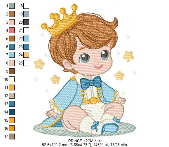 Baby Boy Prince embroidery designs - King machine embroidery pattern - Fairytale Magical file - Instant digital download pes jef dst hus vp3