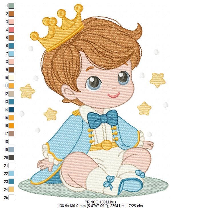 Baby Boy Prince embroidery designs - King machine embroidery pattern - Fairytale Magical file - Instant digital download pes jef dst hus vp3