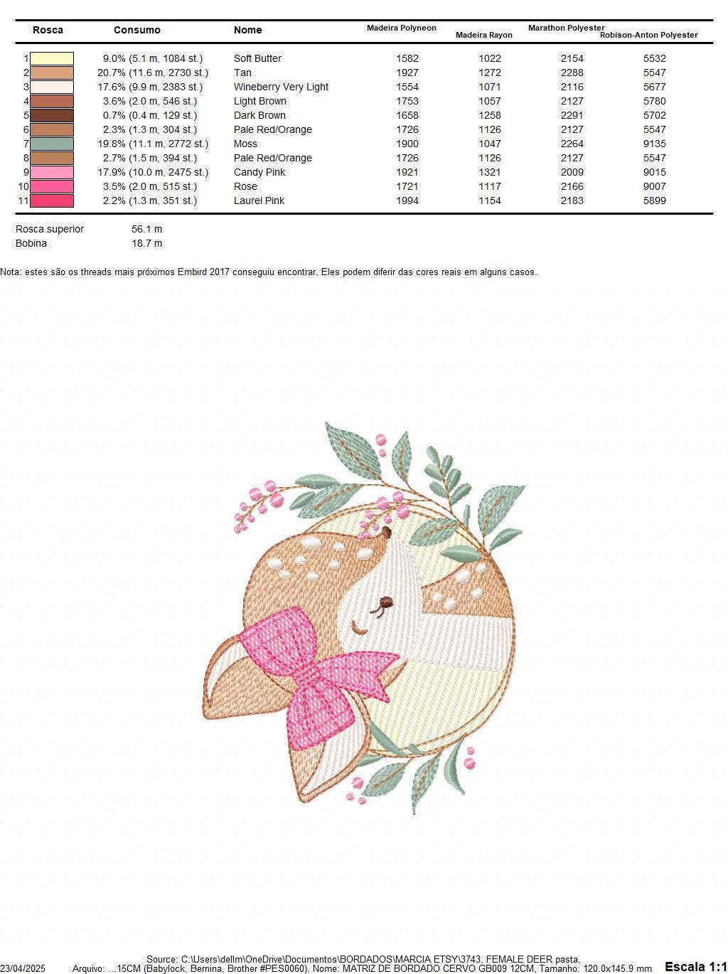 Deer embroidery design - Woodland animal with laurel frame machine embroidery pattern - Baby girl file - Instant digital download pes jef