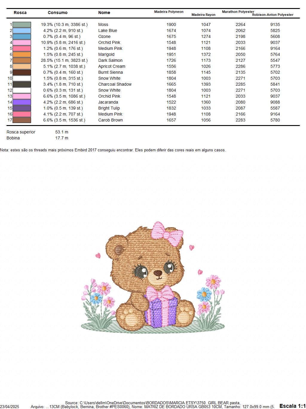 Birthday Teddy Bear embroidery designs - Baby girl bear machine embroidery pattern - Bear with gift file - Instant download pes jef dst hus