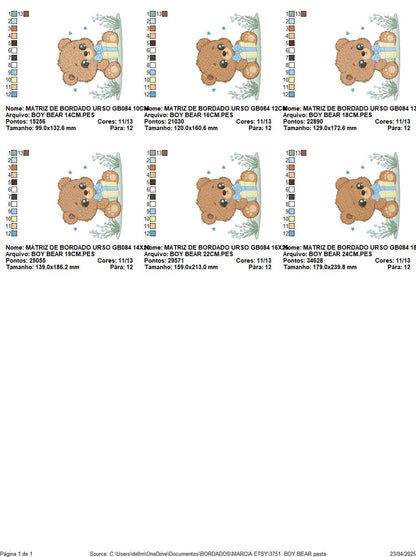 Birthday Teddy Bear embroidery designs - Baby boy Bear with gift machine embroidery pattern - Cute Teddy Bear file - Instant download pes