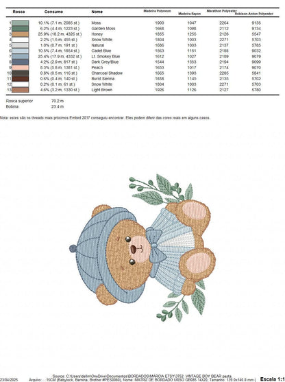 Teddy Bear embroidery designs - Baby boy toy machine embroidery pattern - Cute Bear with cap file - Instant digital download pes jef dst hus