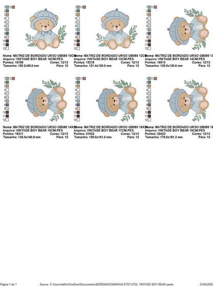 Teddy Bear embroidery designs - Baby boy toy machine embroidery pattern - Cute Bear with cap file - Instant digital download pes jef dst hus