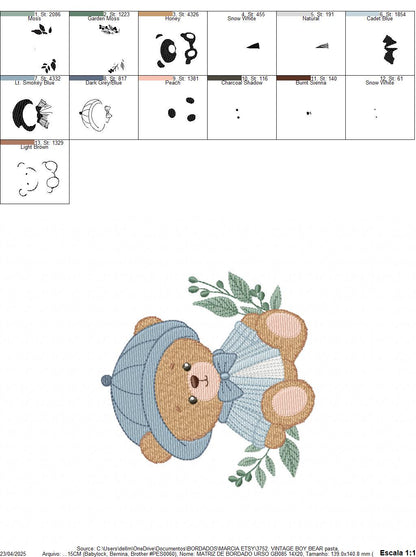 Teddy Bear embroidery designs - Baby boy toy machine embroidery pattern - Cute Bear with cap file - Instant digital download pes jef dst hus