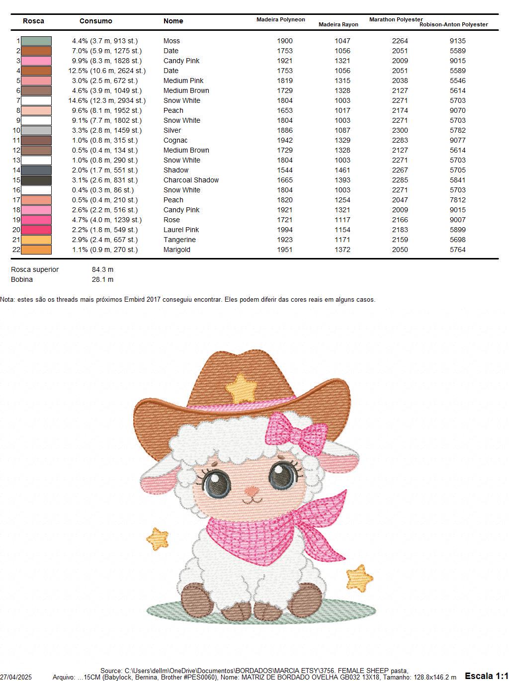 Sheep embroidery design - Cowgirl Lamb machine embroidery pattern - Baby girl Sheep with cowboy hat file - Instant digital download pes jef
