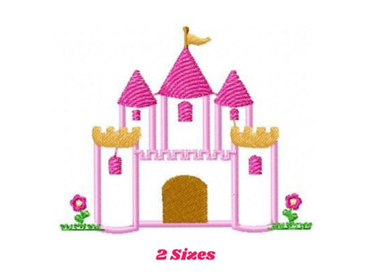 Castle embroidery designs - Princess palace embroidery design machine embroidery pattern - mansion embroidery file baby girl castle applique