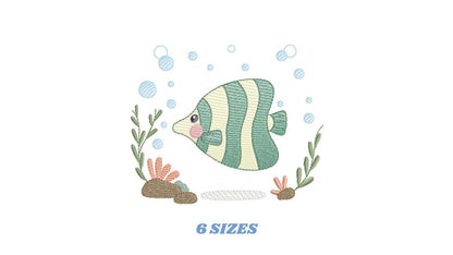 Fish embroidery designs - Sea Ocean animal machine embroidery pattern - Coral Algae seashells seaweed file - Instant digital download jef