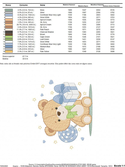 Birthday Teddy Bear embroidery designs - Baby boy Bear with gift machine embroidery pattern - Cute Teddy Bear file - Instant download pes