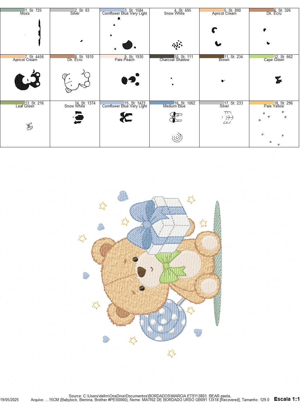 Birthday Teddy Bear embroidery designs - Baby boy Bear with gift machine embroidery pattern - Cute Teddy Bear file - Instant download pes