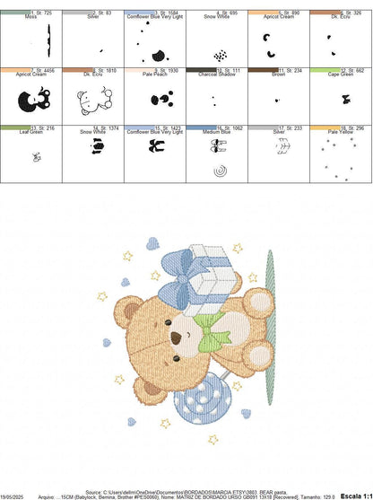 Birthday Teddy Bear embroidery designs - Baby boy Bear with gift machine embroidery pattern - Cute Teddy Bear file - Instant download pes