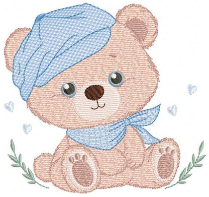 Bear embroidery designs - Baby boy Bear with hat machine embroidery pattern - Cute Teddy Bear file - Instant digital download pes jef dst