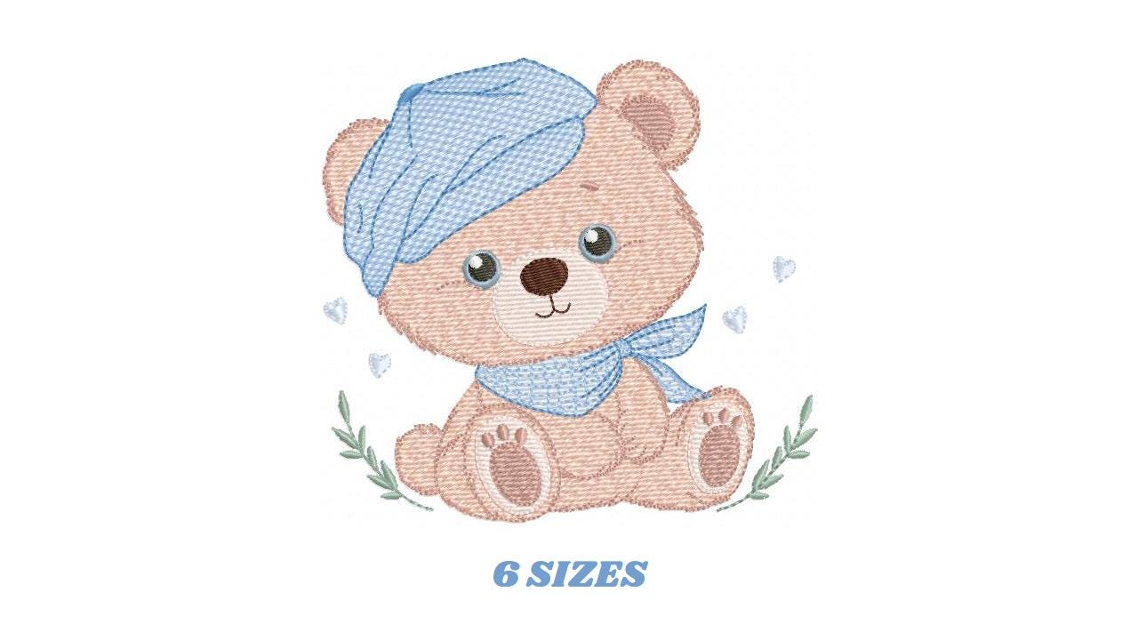 Bear embroidery designs - Baby boy Bear with hat machine embroidery pattern - Cute Teddy Bear file - Instant digital download pes jef dst