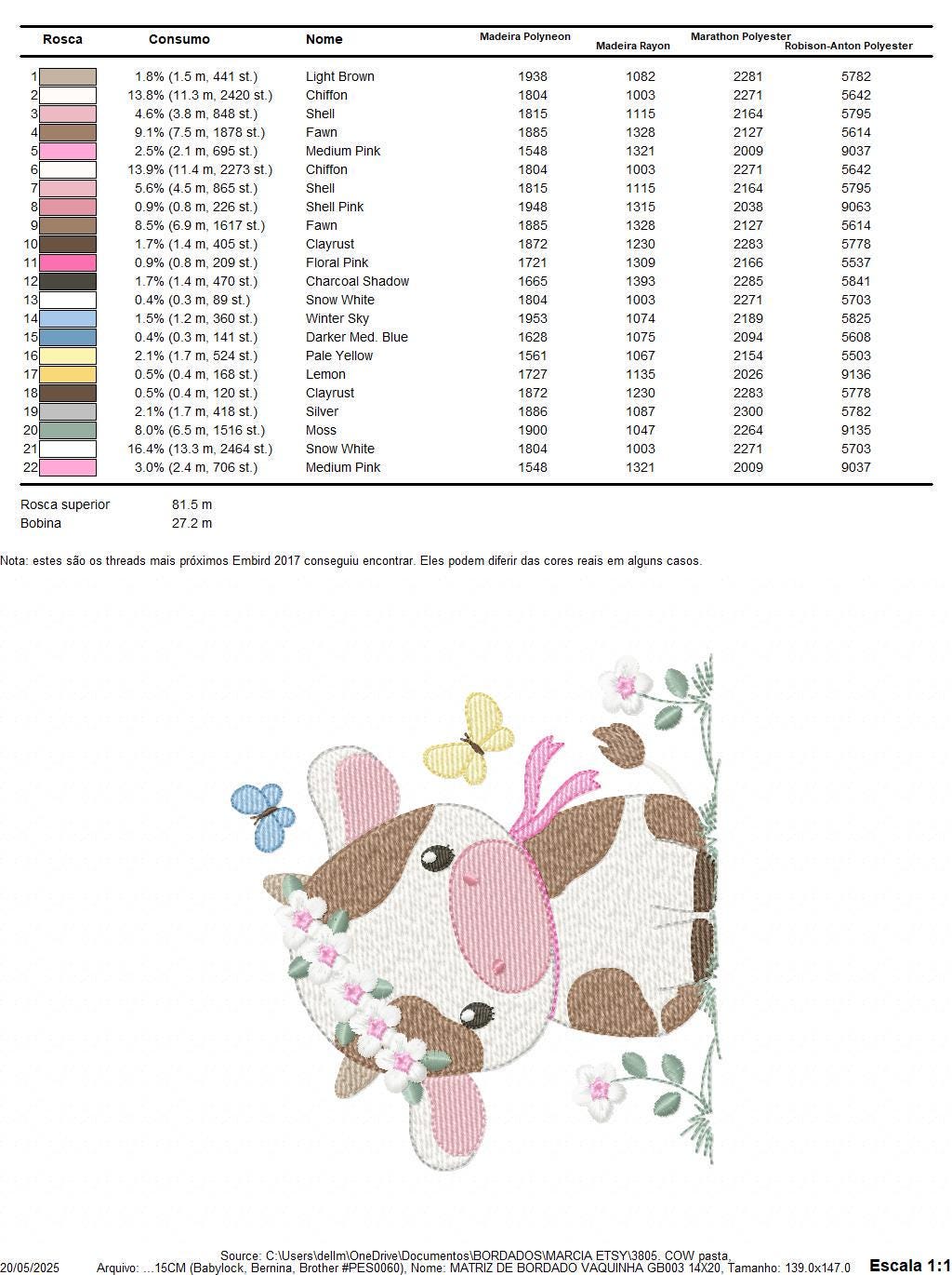 Cow embroidery design - Farm Animal with flowers and butterflies machine embroidery pattern - Baby Girl file - Instant download pes jef dst