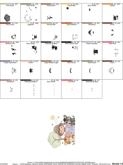 Safari Wild Animals embroidery designs - Elephant Zebra Tiger machine embroidery pattern - Baby Boy file - Instant download pes jef dst hus