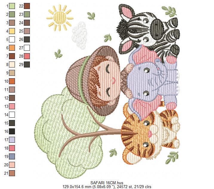 Safari Wild Animals embroidery designs - Elephant Zebra Tiger machine embroidery pattern - Baby Boy file - Instant download pes jef dst hus