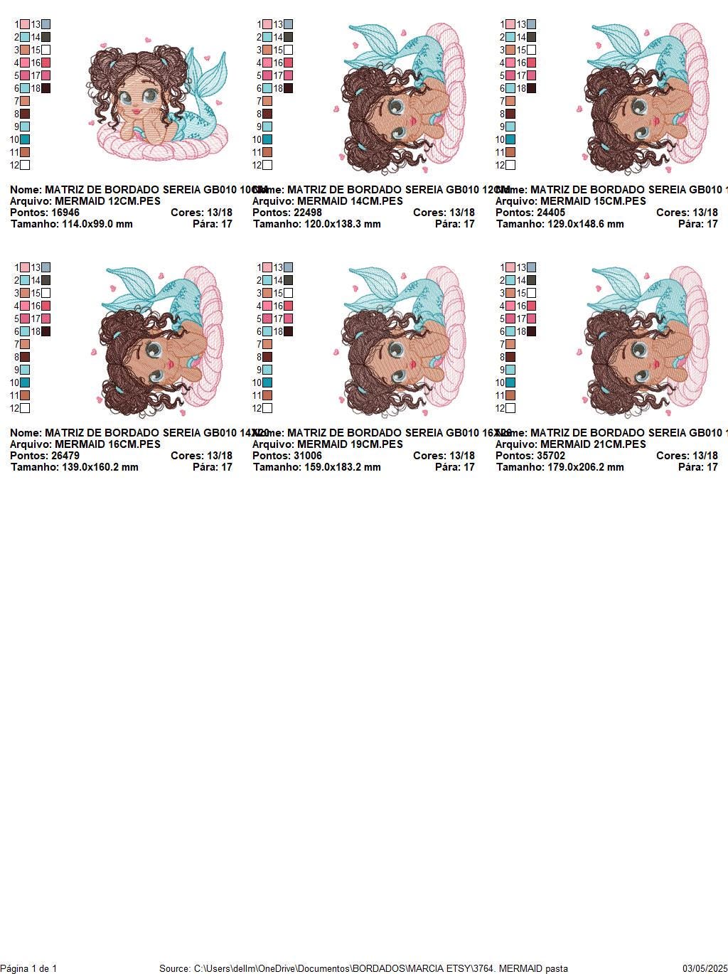 Mermaid with Curly hair embroidery designs - African American Princess machine embroidery pattern - Baby girl file - Instant download pes