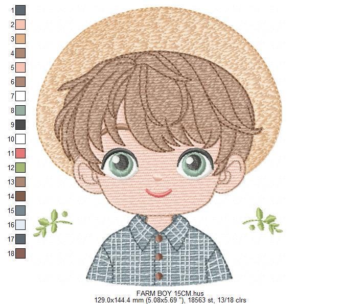Baby Boy Farmer embroidery design - Cowboy machine embroidery pattern - Wrangler Ranch Horse Farm file - Instant download pes jef dst hus