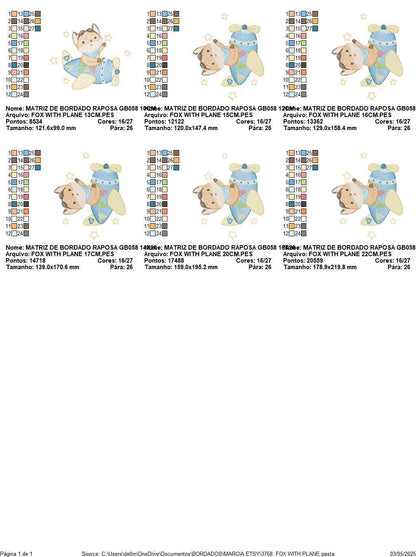 Airplane embroidery designs - Fox Pilot Aviator machine embroidery pattern - Baby Boy plane file - Instant digital download pes jef dst hus