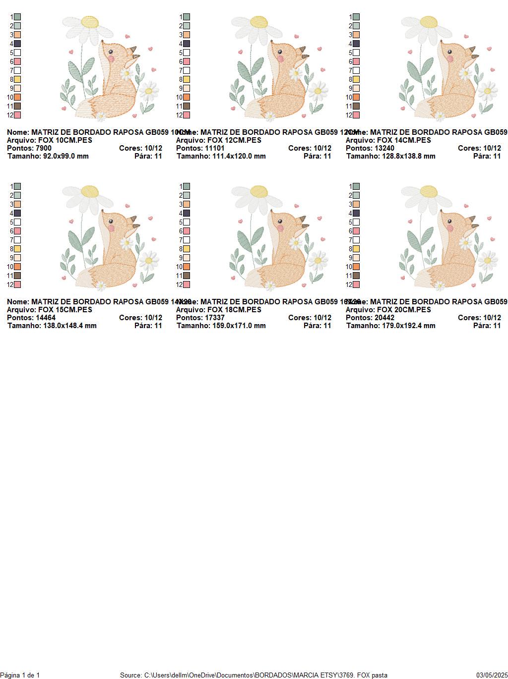 Fox with flowers embroidery designs - Woodland animal machine embroidery pattern - Baby girl and boy file - Instant download pes jef dst hus