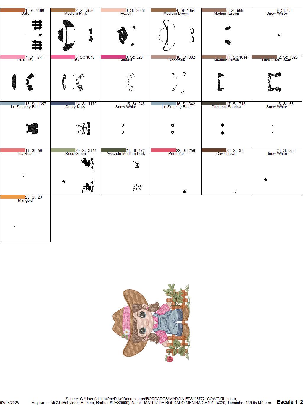Cowgirl embroidery designs - Cowboy with hat machine embroidery pattern - Baby Girl Farmer file - Instant digital download pes jef dst hus